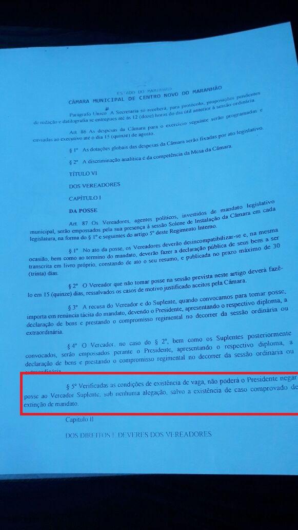 Alô Ministério Público! Câmara de Vereadores de Centro Novo do Maranhão ainda não deu posse aos suplentes de vereadores, mesmo com 02 vagas em aberto