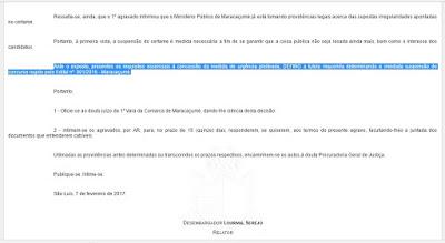 Por decisão judicial o Concurso de Maracaçumé está suspenso