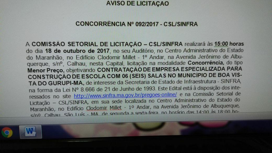 Escola do Estado breve será iniciada