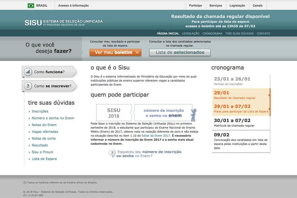 Sisu 2018: listas de aprovados são divulgadas pelo MEC