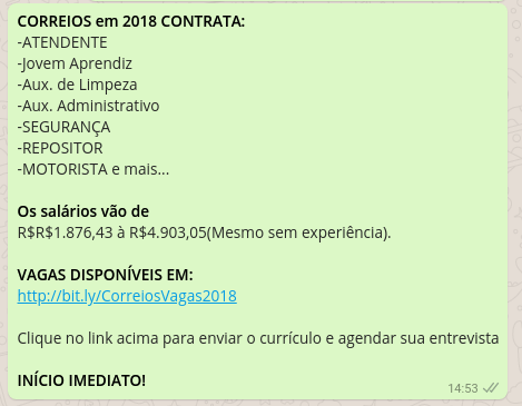 Golpe promete emprego nos Correios com salário de quase R$ 5 mil