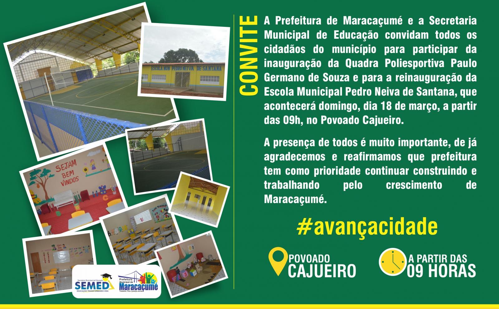 Prefeitura de Maracaçumé vai inaugurar a Quadra Poliesportiva do Cajueiro nesse domingo, 18