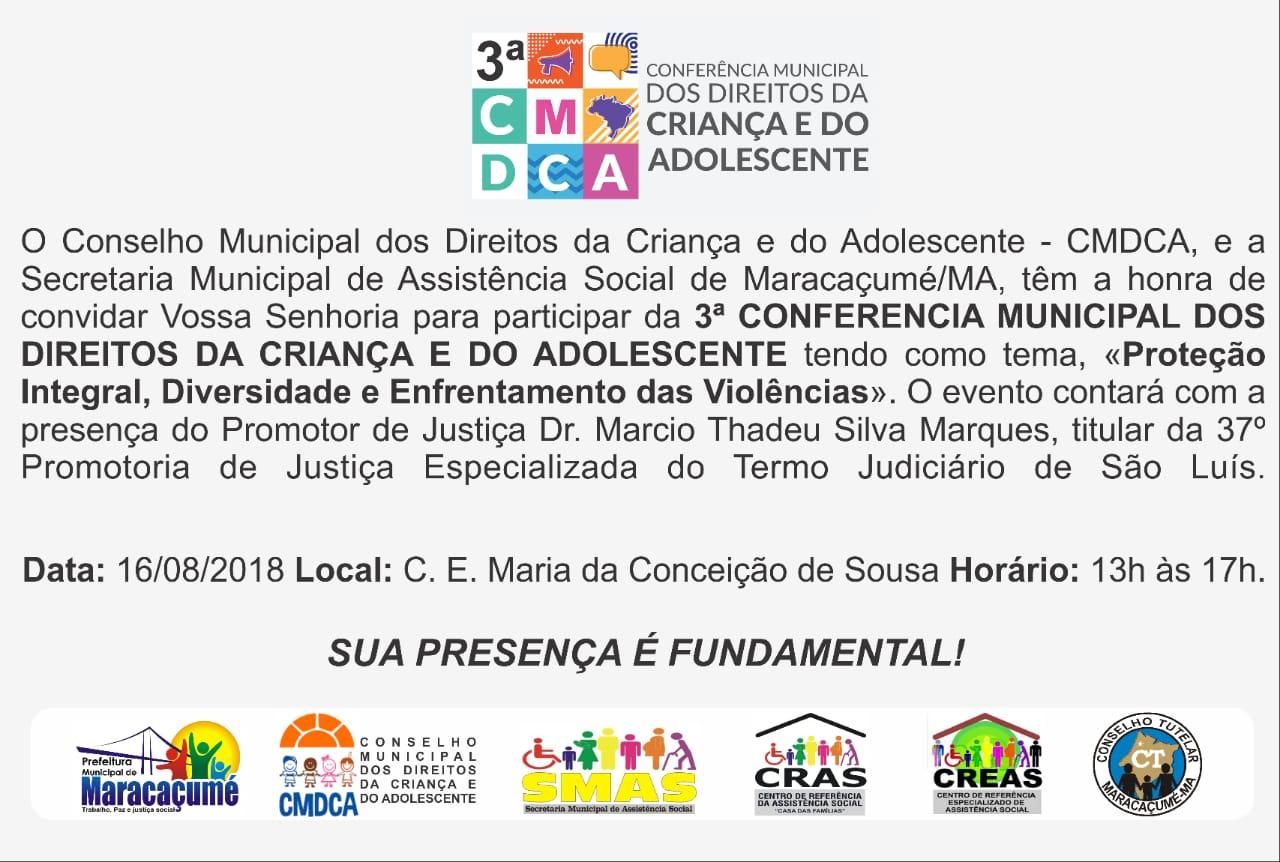 3ª Conferência Municipal dos Direitos da Criança e do Adolescente acontece hoje, 16