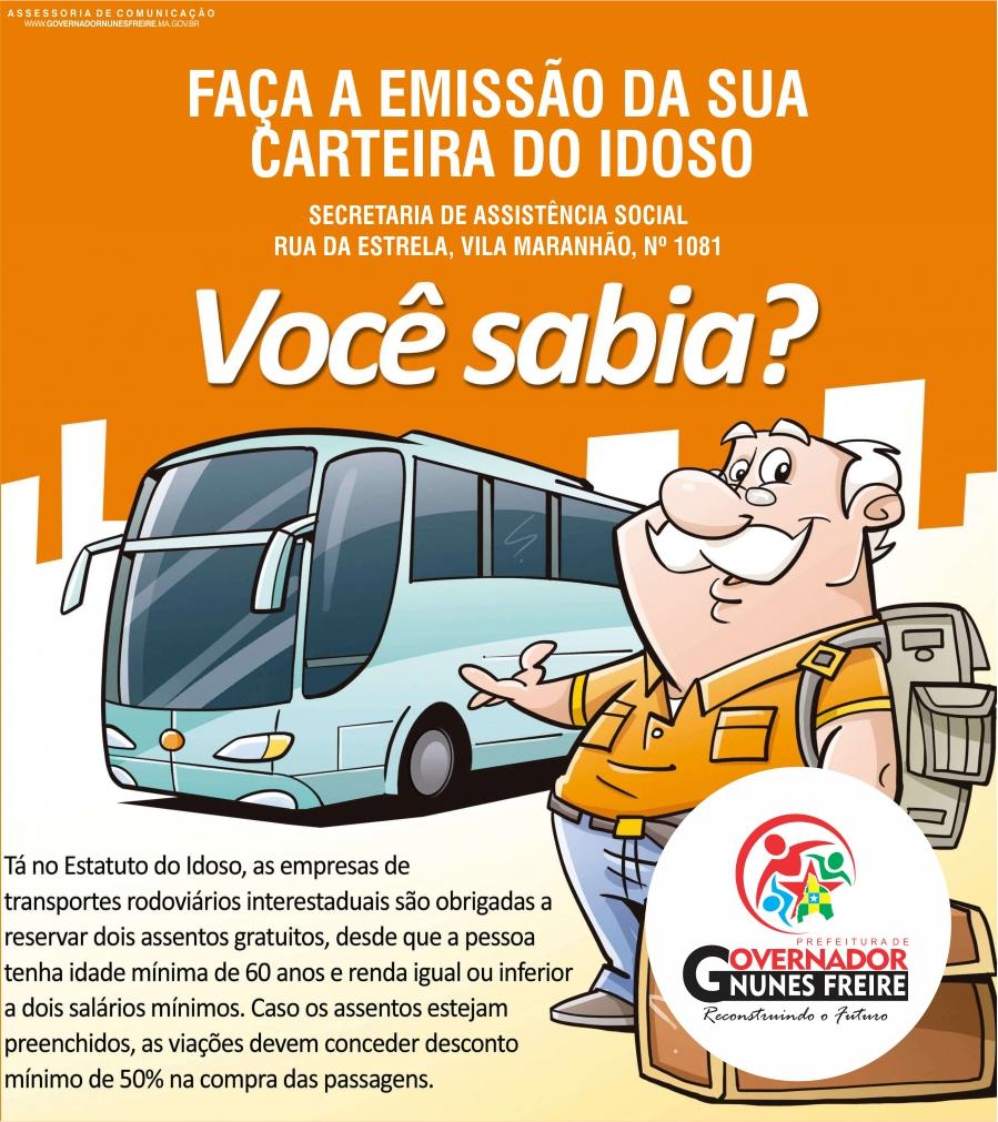 Carteira do Idoso já está sendo emitida pela SMAS de Governador Nunes Freire