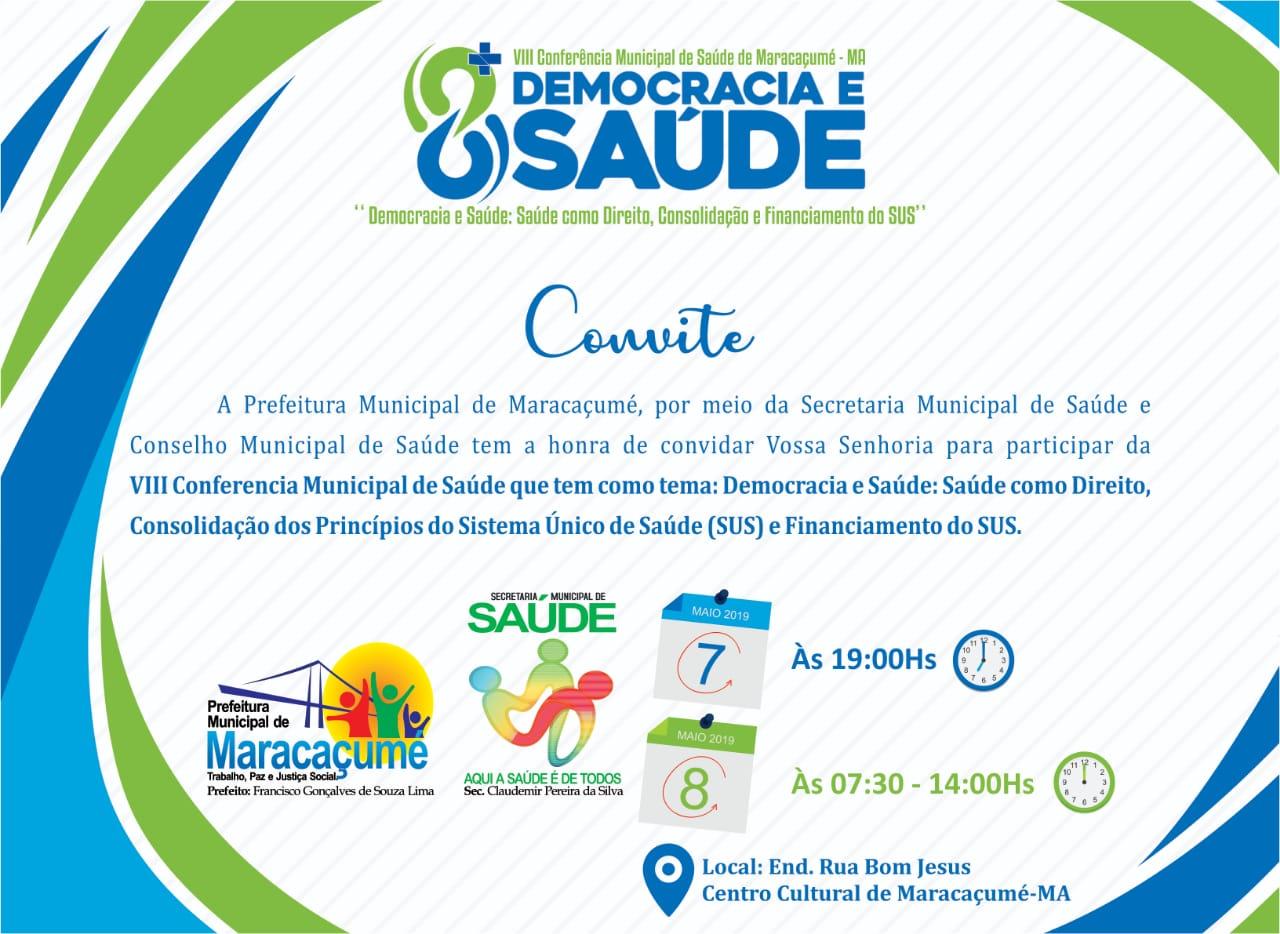 Participe da 8ª Conferência Municipal de Saúde de Maracaçumé