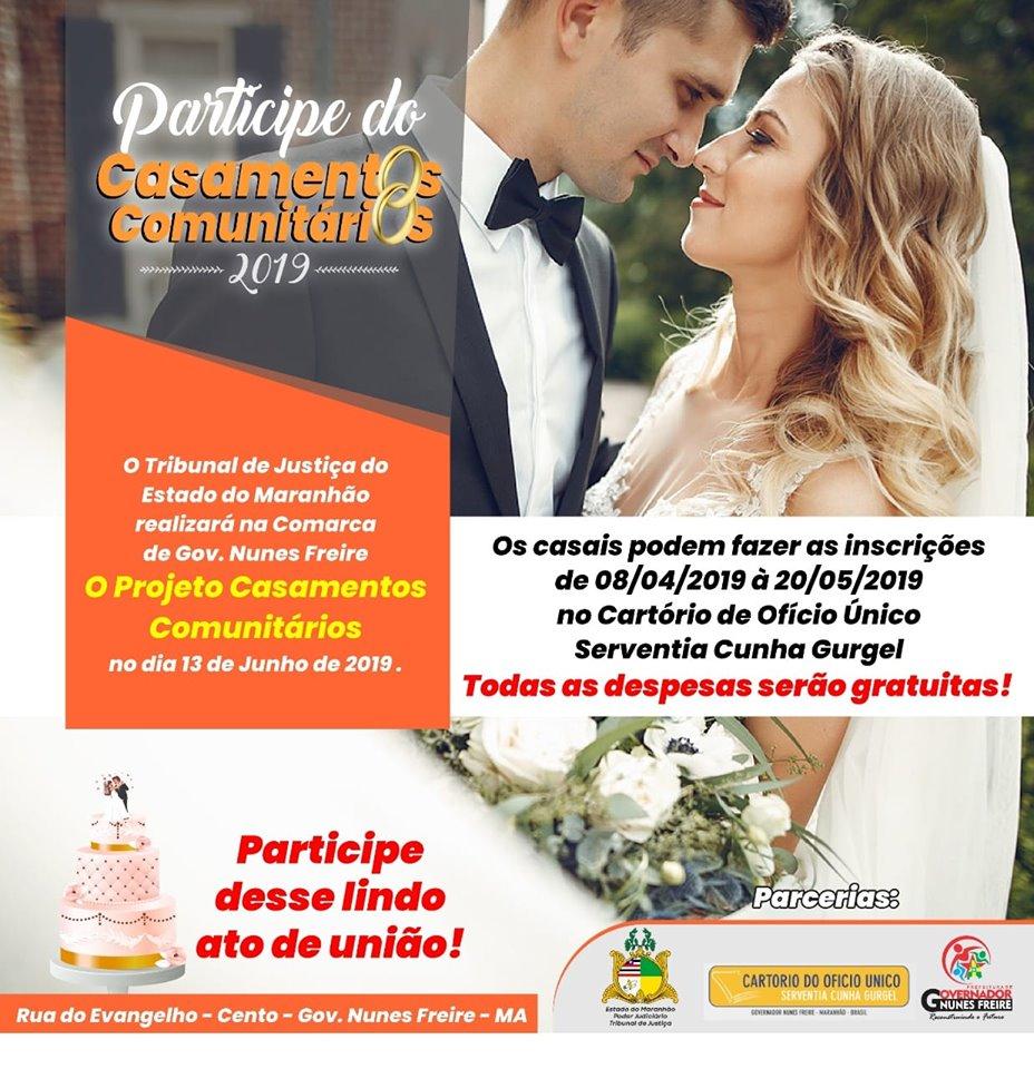 Faltam poucos dias para encerrar as inscrições para o Casamento Comunitário em Governador Nunes Freire