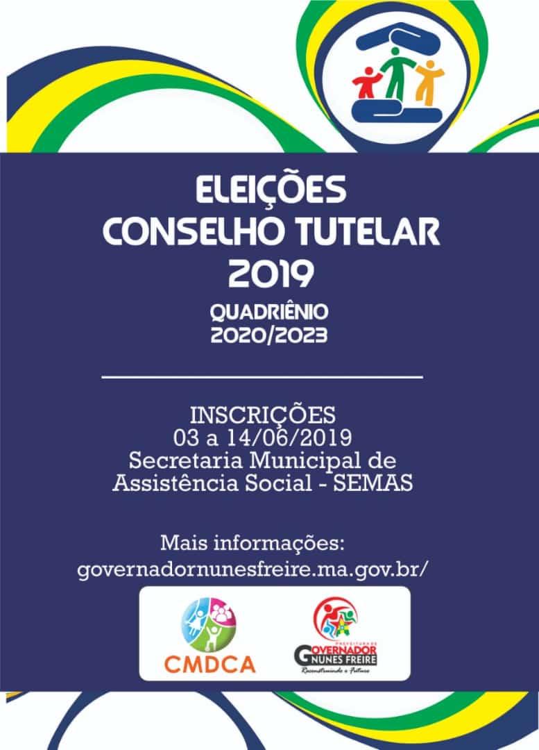 Estão abertas as inscrições para eleições do Conselho Tutelar de Governador Nunes Freire