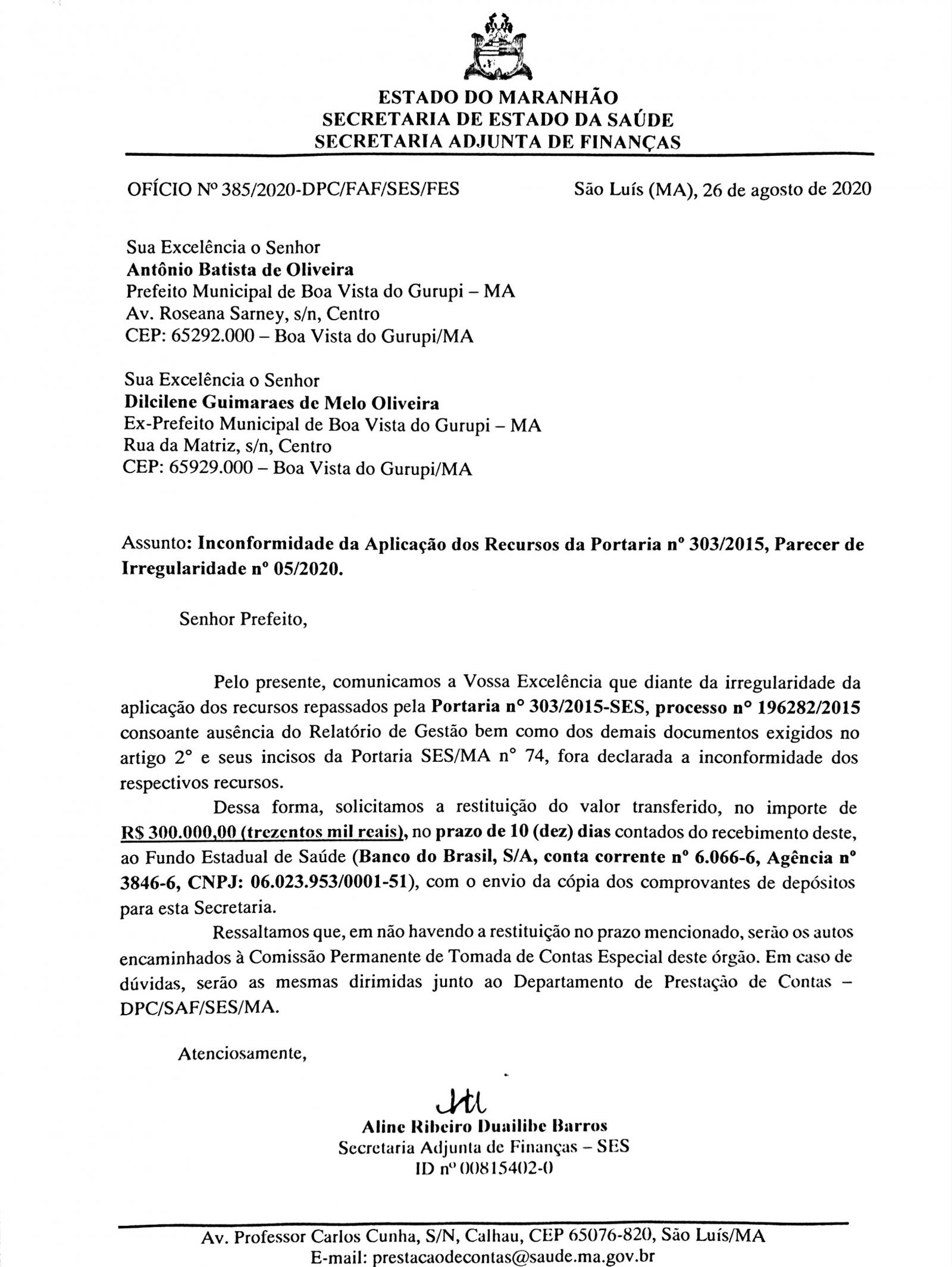 Mesmo fora da prefeitura, Ex-prefeita Dilcilene Oliveira ainda traz problemas para Boa Vista do Gurupi