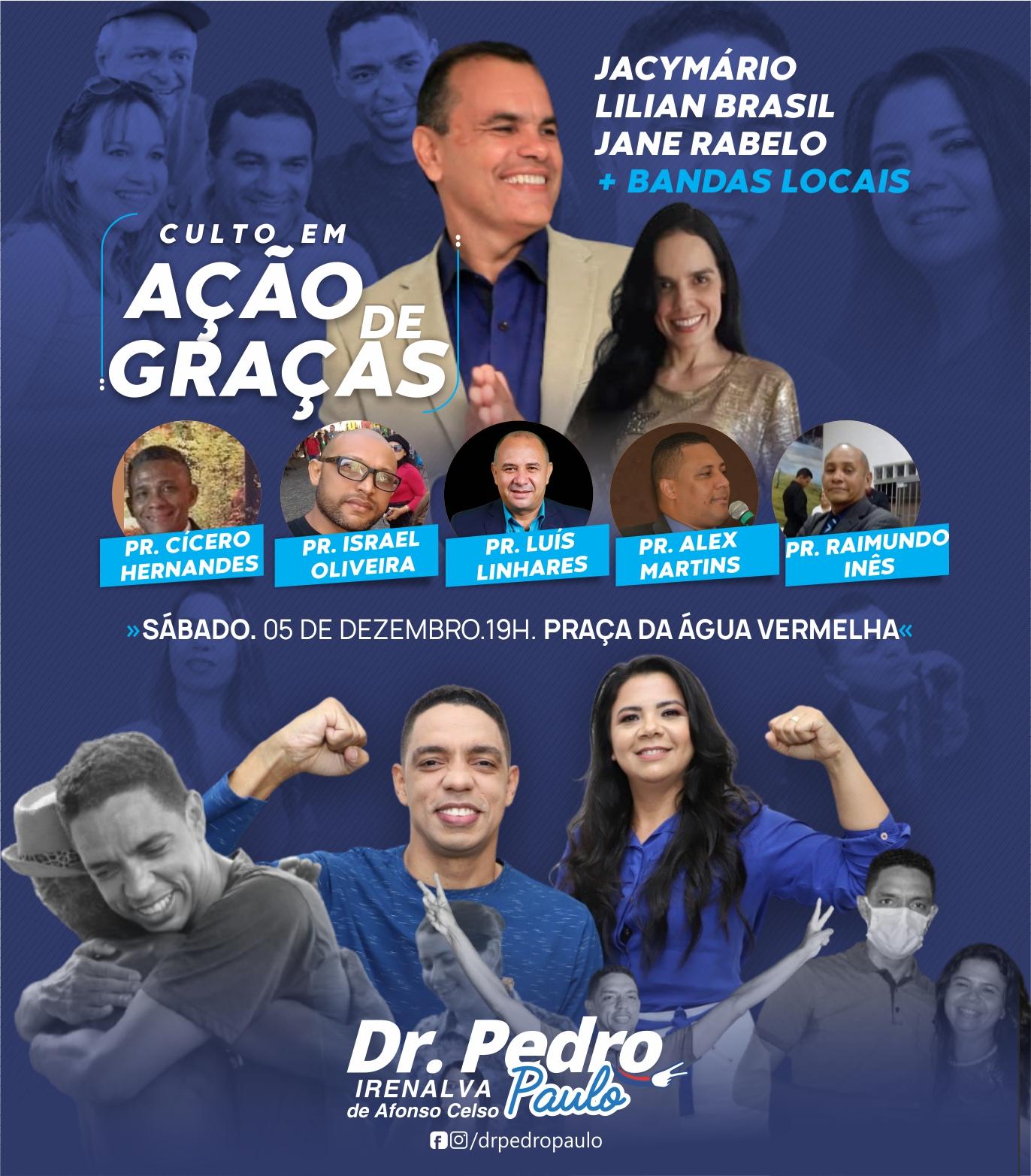 Presidente Juscelino vai agradecer pela vitória do Dr. Pedro Paulo com culto de ação de graças