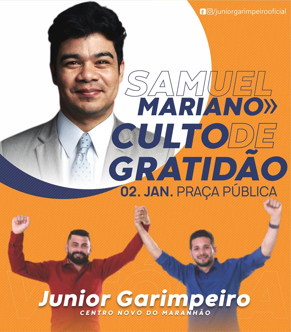 Samuel Mariano estará no culto de gratidão pela vitória de Junior Garimpeiro e Moab Carrias