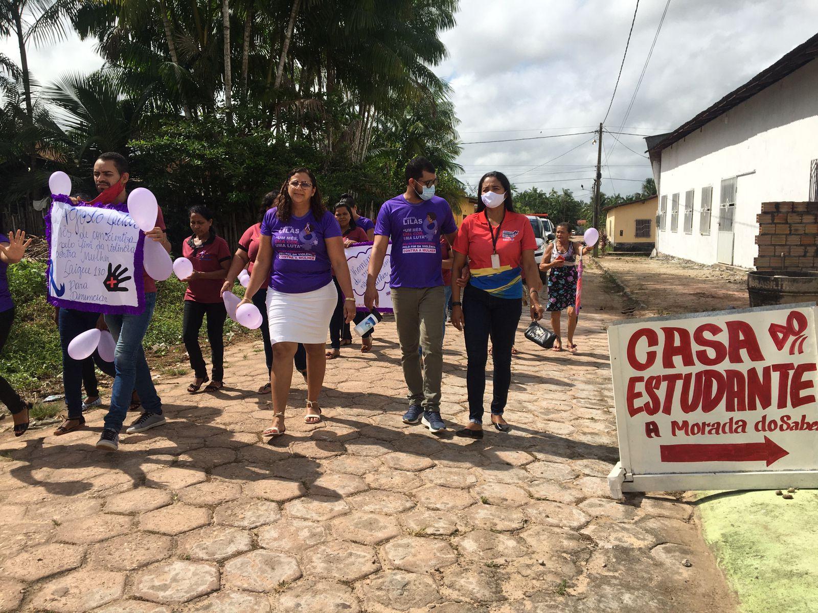 SEMAS promove caminhada alusiva ao Agosto Lilás em Junco do Maranhão