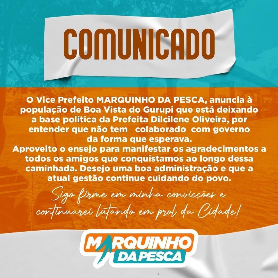 Vice-prefeito rompe com Dilcilene Oliveira e dá adeus a base aliada ao governo