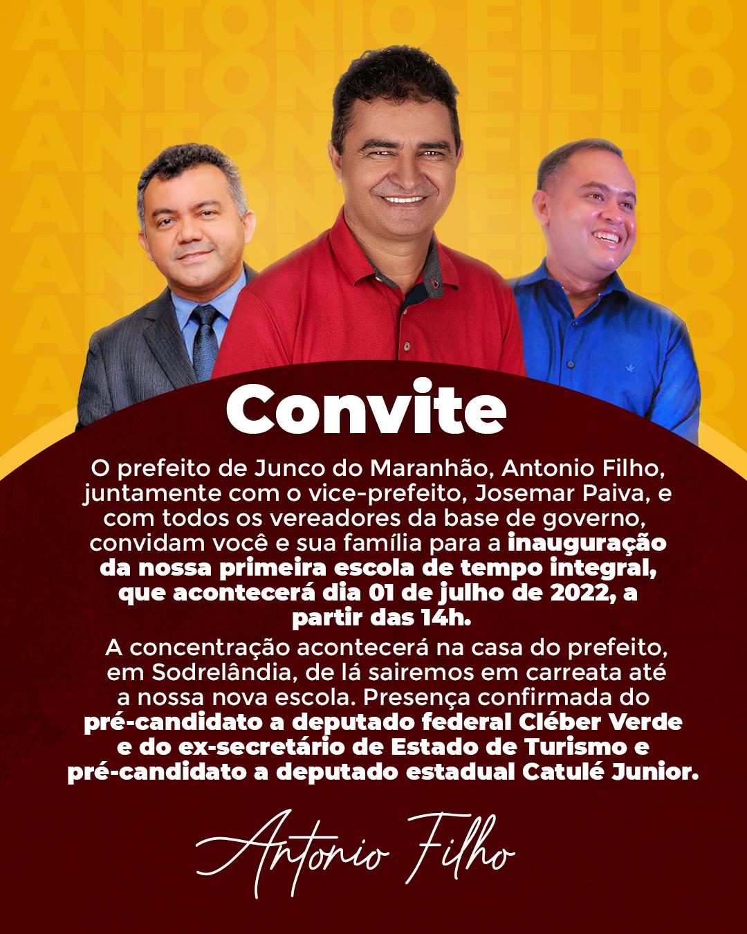 Antonio Filho vai inaugura a primeira escola em tempo integral de Junco do Maranhão nesta sexta, 1