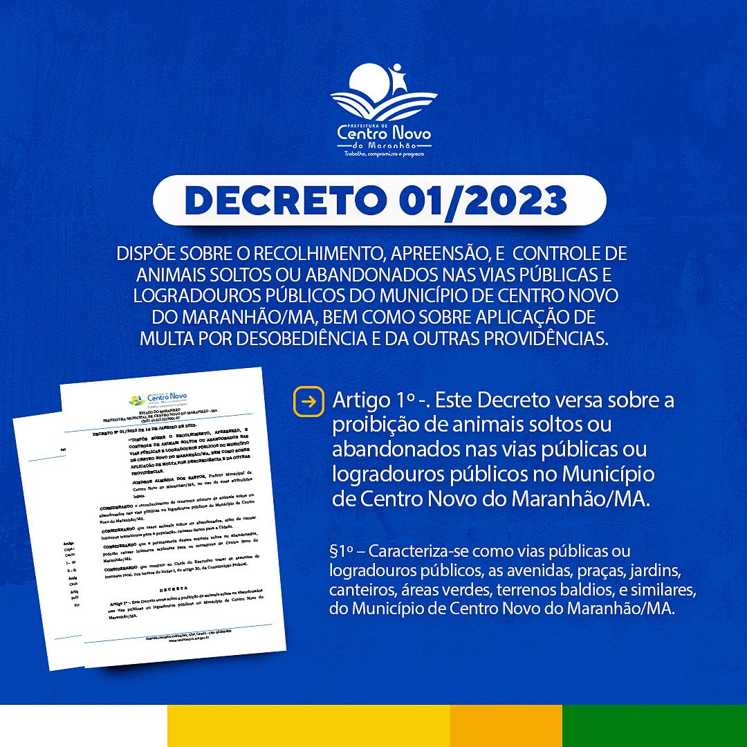 Novo decreto municipal prever recolhimento, apreensão e controle de animais abandonados nas ruas de Centro Novo